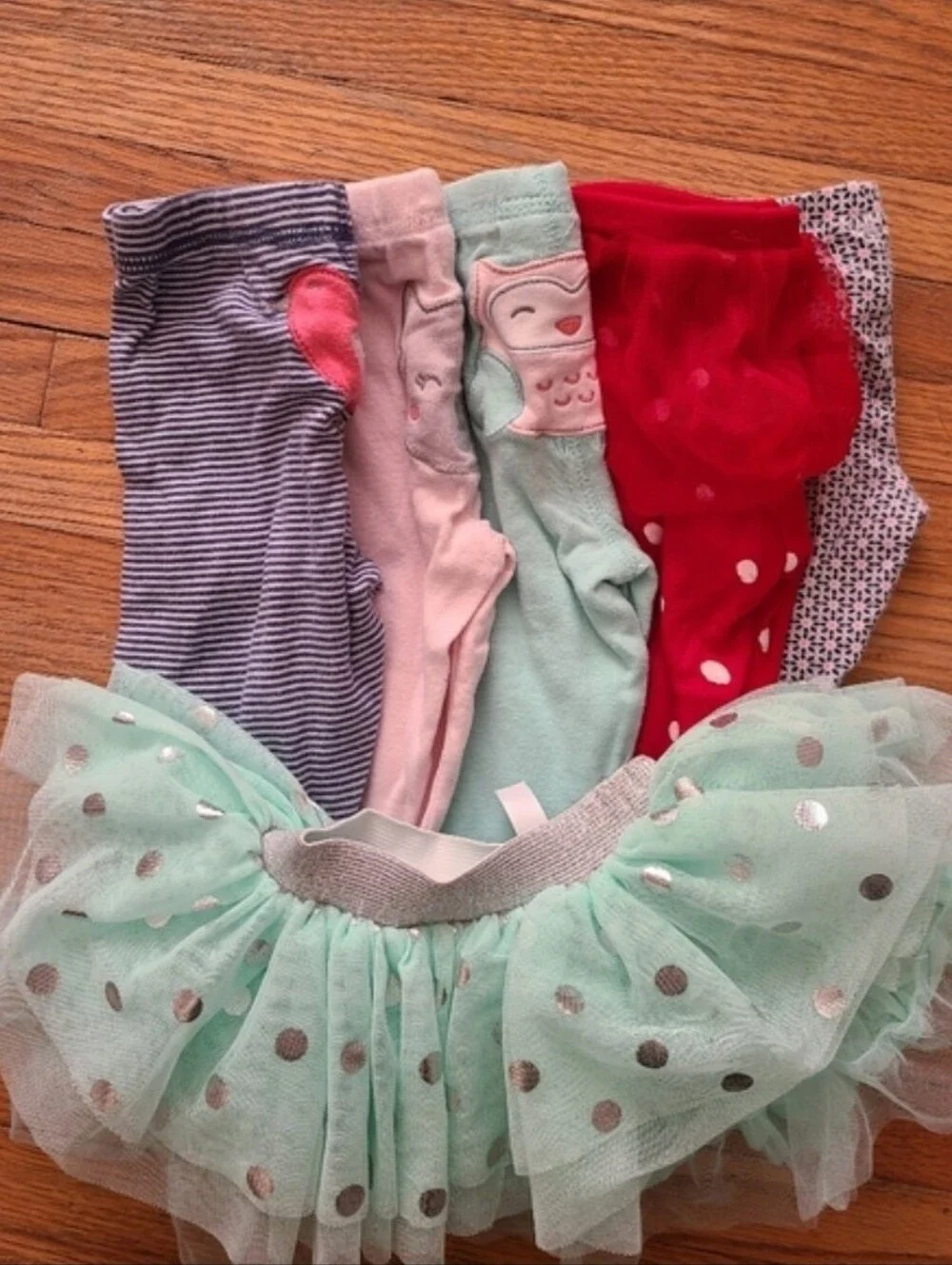 bundle of baby girl bottoms, 6 months